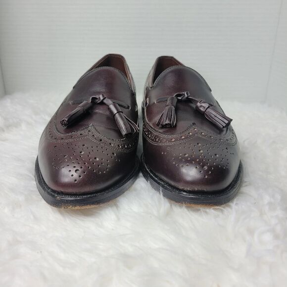 Allen Edmonds Manchester Mens Tassel Loafer 9.5 D Burdundy Calfskin Dress Shoes - Picture 2 of 10